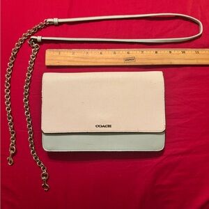 Coach Women's White and Mint Green Convertible Clutch